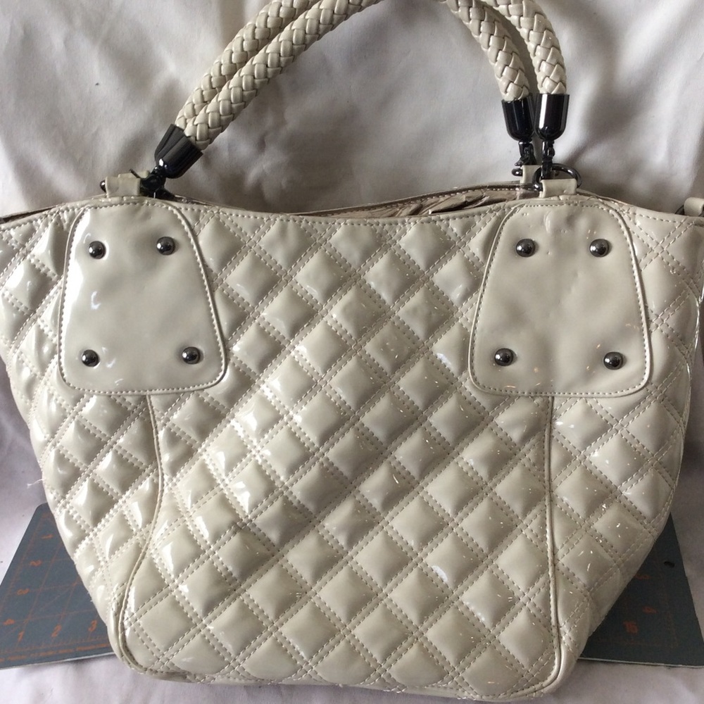 BIG BUDDHA Patent Off White Shoulder Bag